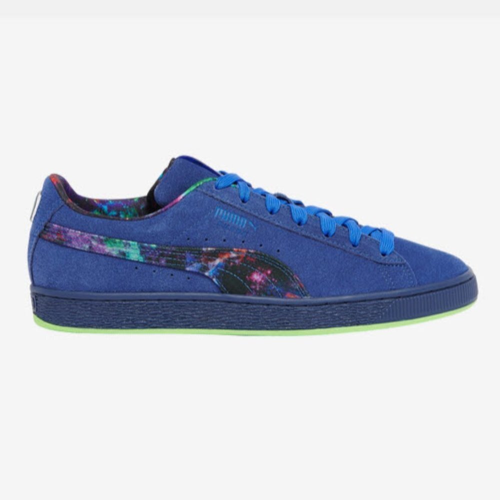 Puma Size 7 Blue Neon Green Suede Classic XXI LaMelo Ball Galaxy Sneakers NEW